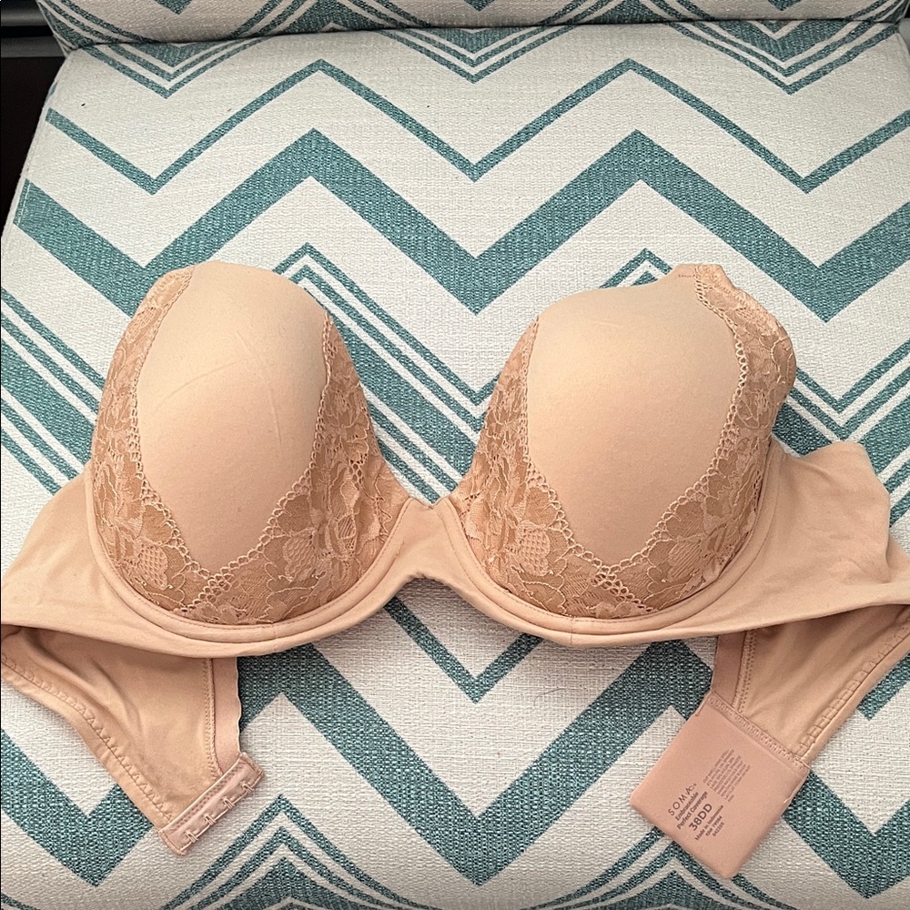 Soma Lace Embraceable Perfect Coverage Detail Bra in Nude